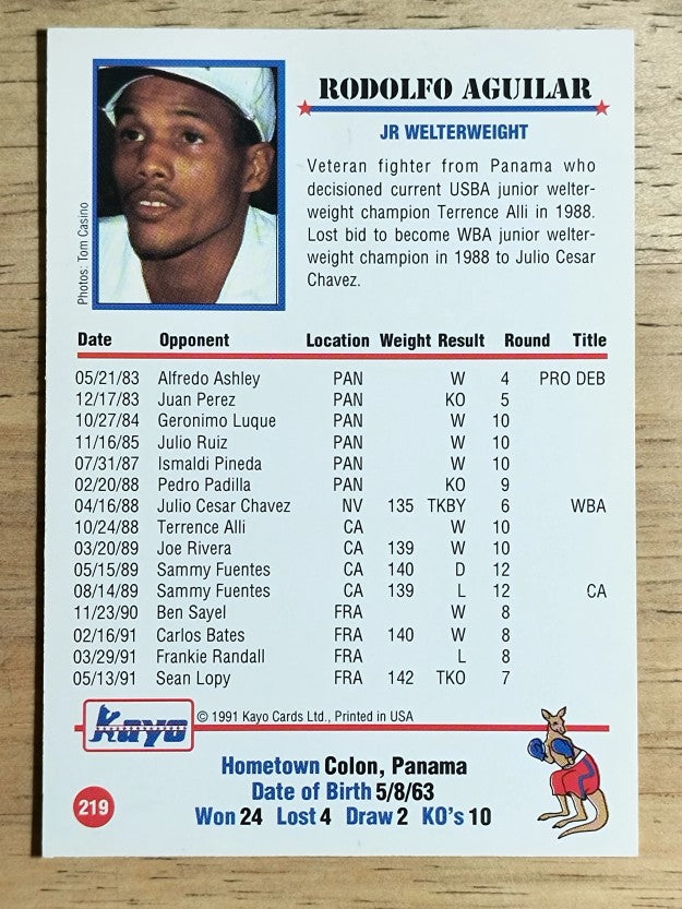 1991 Kayo #219 Rodolfo Aguilar