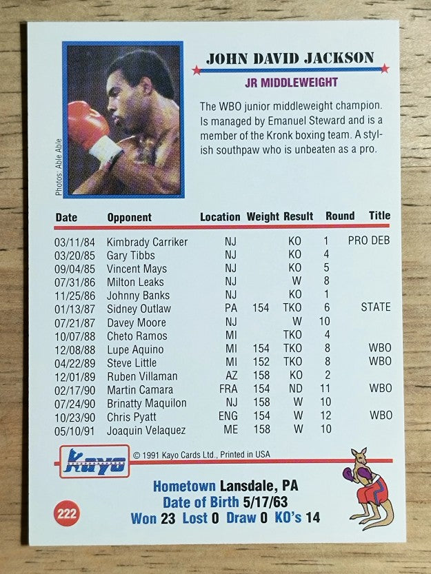 1991 Kayo #222 John David Jackson