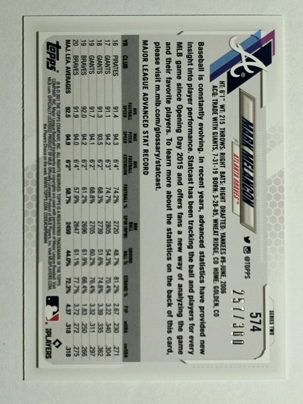 2021 Topps Advanced Stats #574 Mark Melancon