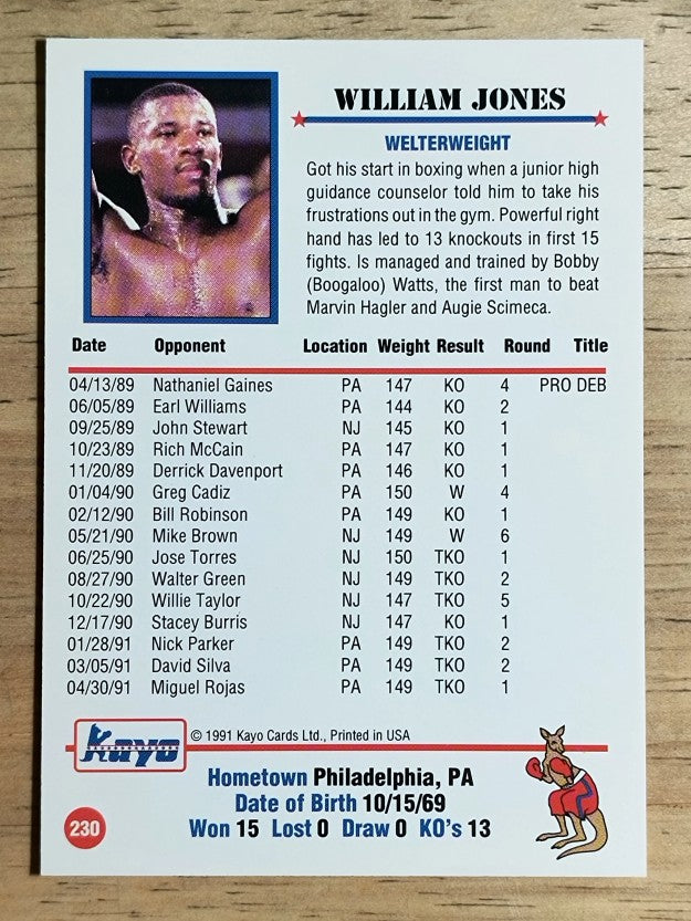 1991 Kayo #230 William Jones