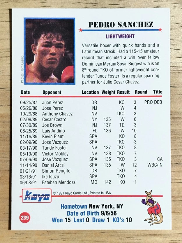 1991 Kayo #239 Pedro Sanchez