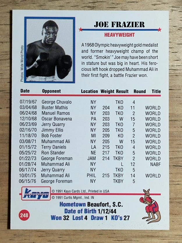 1991 Kayo #248 Joe Frazier