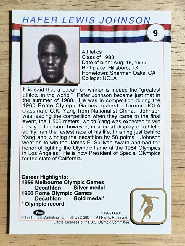 1991 Impel U.S. Olympic Hall of Fame #9 Rafer Johnson
