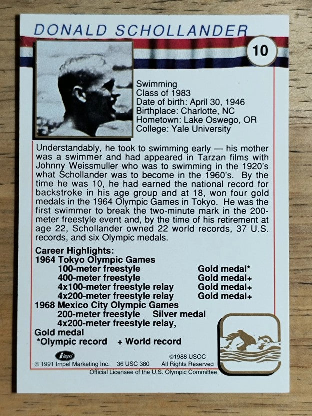 1991 Impel U.S. Olympic Hall of Fame #10 Don Schollander