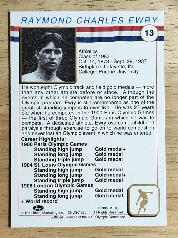 1991 Impel U.S. Olympic Hall of Fame #13 Ray Ewry
