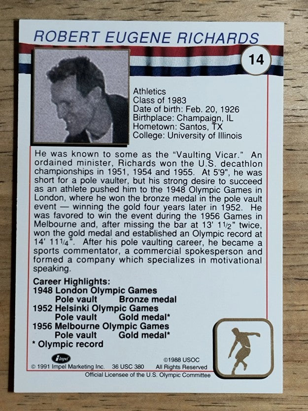 1991 Impel U.S. Olympic Hall of Fame #14 Bob Richards