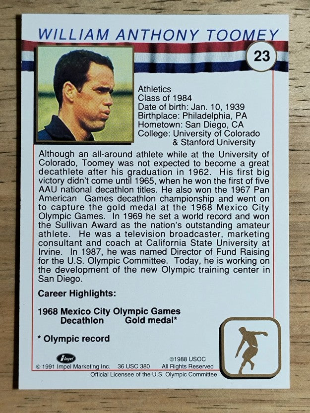 1991 Impel U.S. Olympic Hall of Fame #23 Bill Toomey