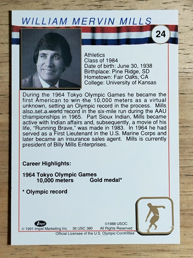1991 Impel U.S. Olympic Hall of Fame #24 Billy Mills