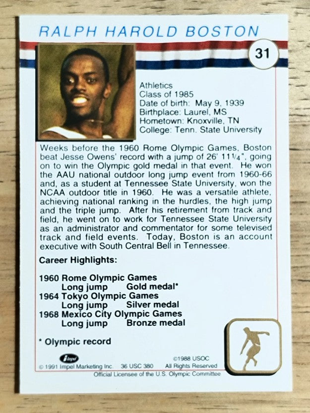 1991 Impel U.S. Olympic Hall of Fame #31 Ralph Boston