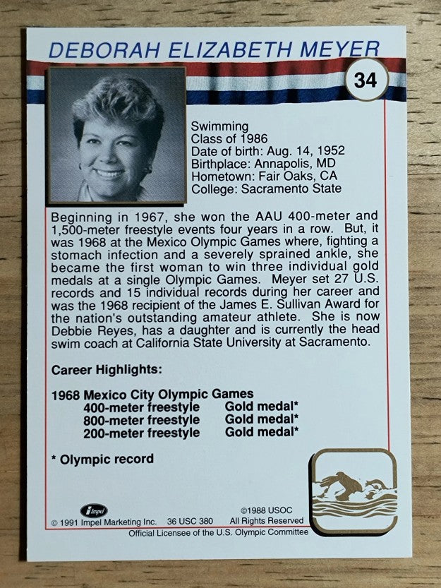 1991 Impel U.S. Olympic Hall of Fame #34 Debbie Meyer