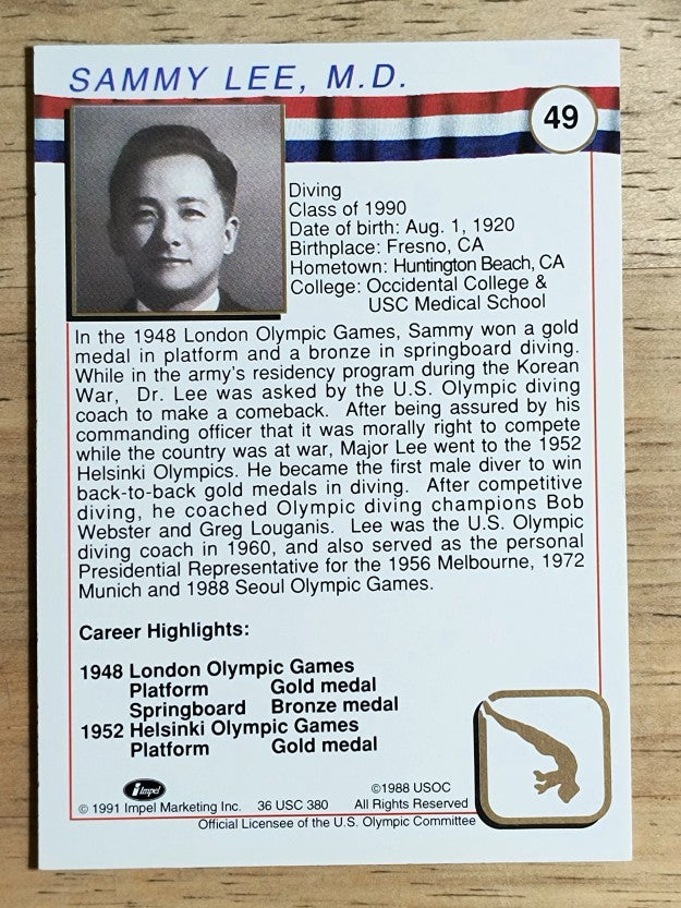 1991 Impel U.S. Olympic Hall of Fame #49 Sammy Lee M.D.