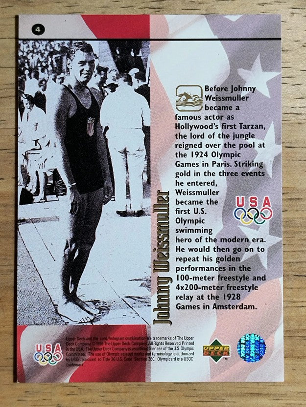 1996 Upper Deck U.S. Olympic #4 Johnny Weismuller