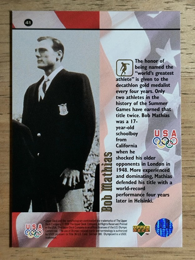 1996 Upper Deck U.S. Olympic #41 Bob Mathias