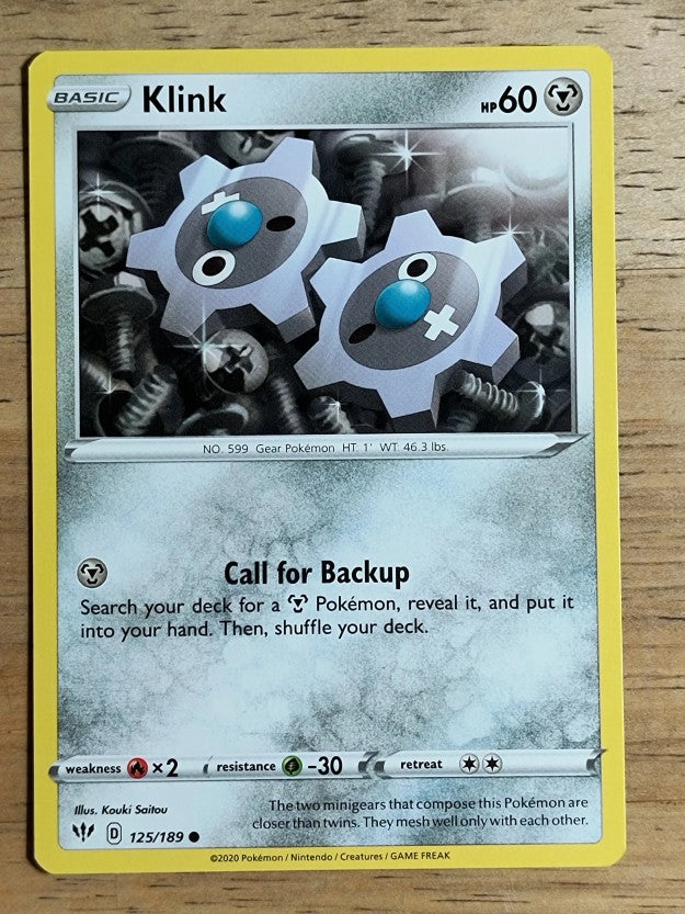 2020 Pokemon TCG Sword & Shield Darkness Ablaze #125 Klink C