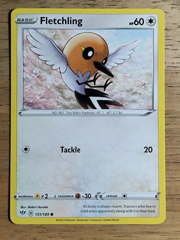 2020 Pokemon TCG Sword & Shield Darkness Ablaze #151 Fletchling C