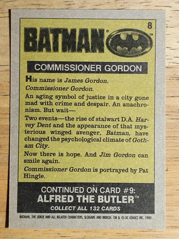 1989 Topps Batman Movie #8 Commissioner Gordon