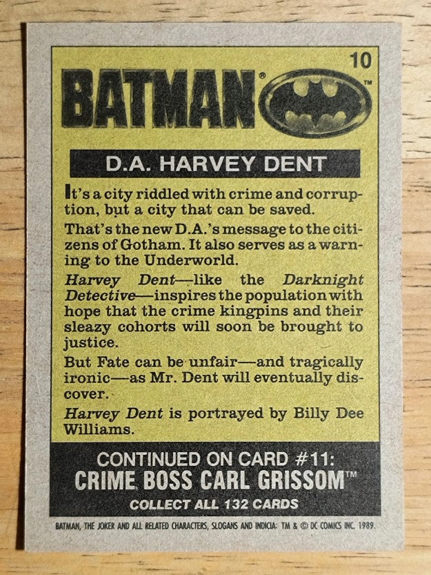 1989 Topps Batman Movie #10 D.A. Harvey Dent