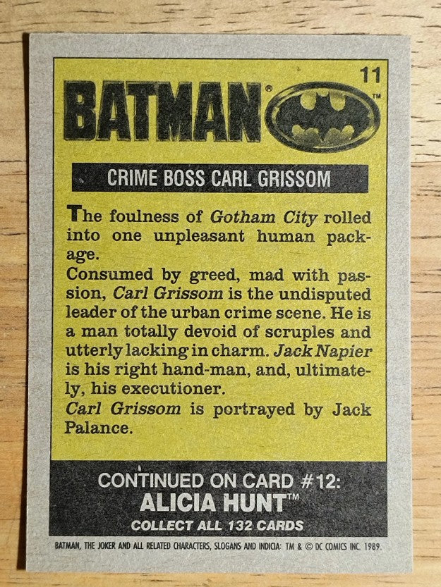 1989 Topps Batman Movie #11 Crime Boss Carl Grissom