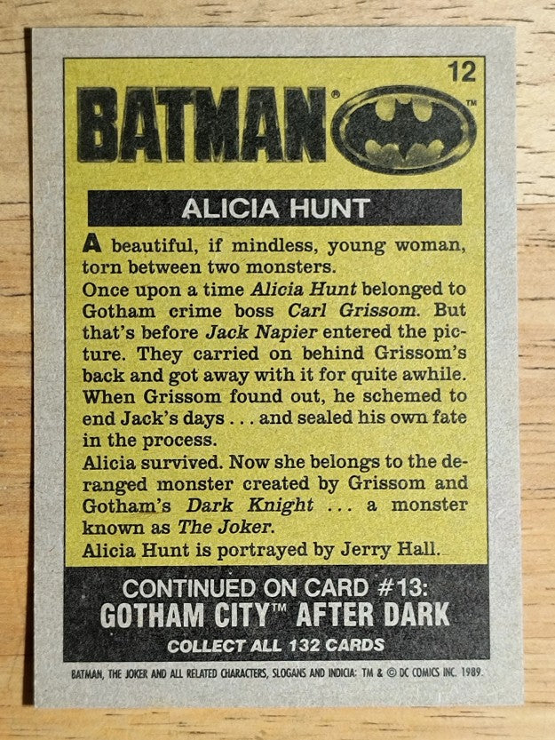 1989 Topps Batman Movie #12 Alicia Hunt