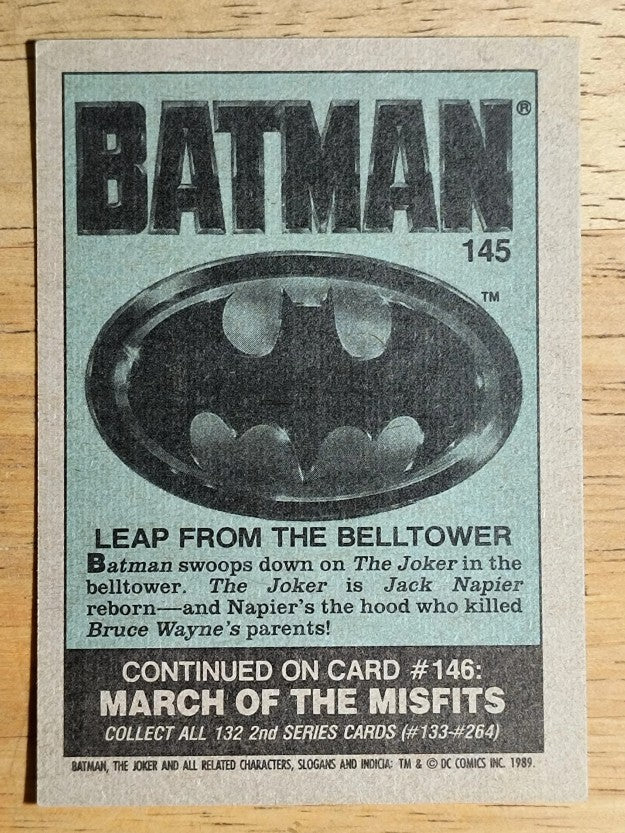 1989 Topps Batman Movie #145 Leap from the Belltower