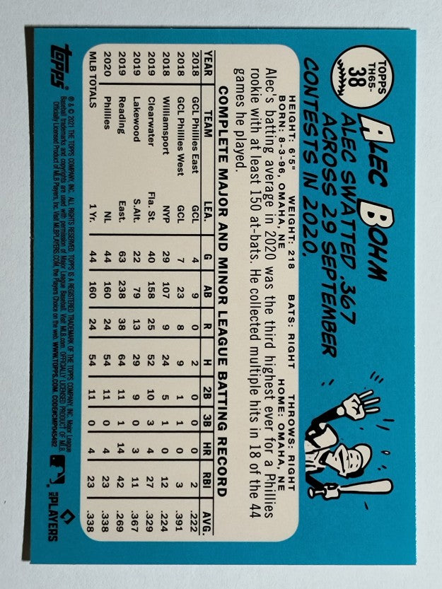 2021 Topps '65 Topps Redux Chrome #TC6538 Alec Bohm
