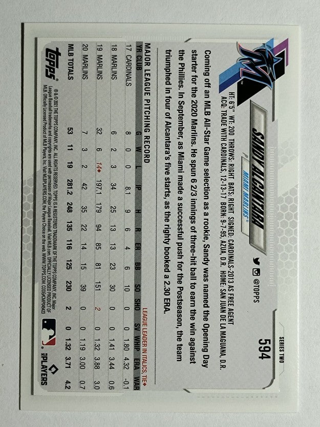 2021 Topps Rainbow Foil #594 Sandy Alcantara