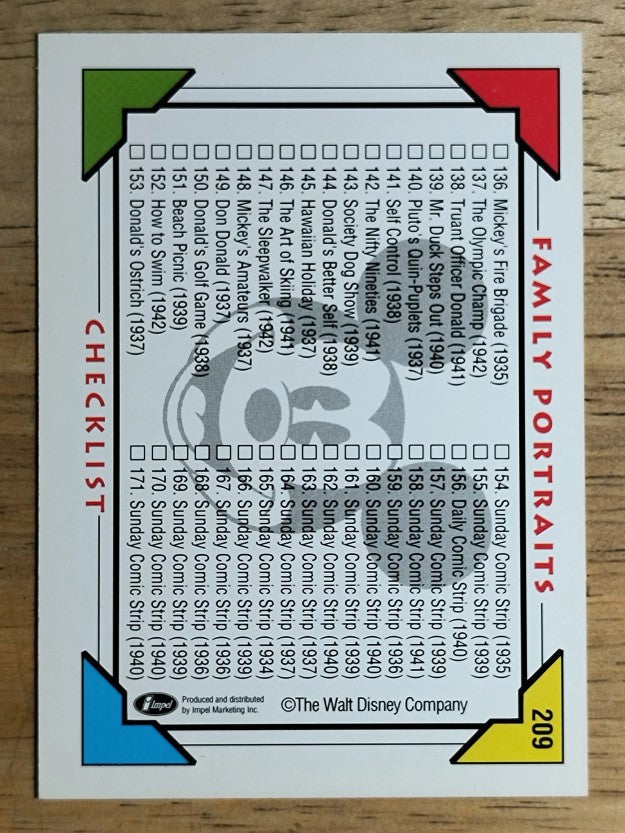 1991 Impel Disney Series One #209 Family Portraits Checklist