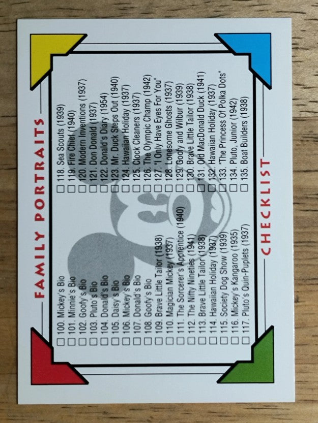 1991 Impel Disney Series One #209 Family Portraits Checklist