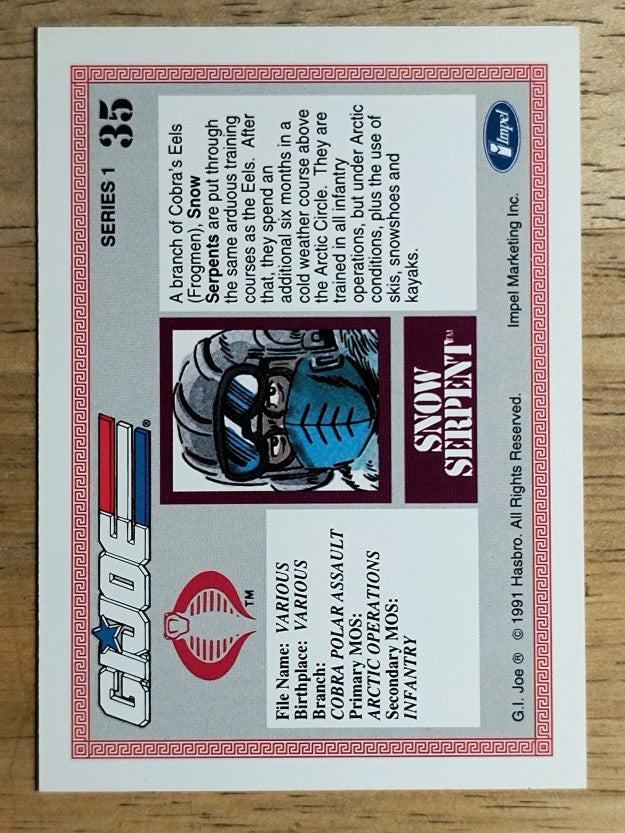 1991 Impel G.I. Joe #35 Snow Serpent