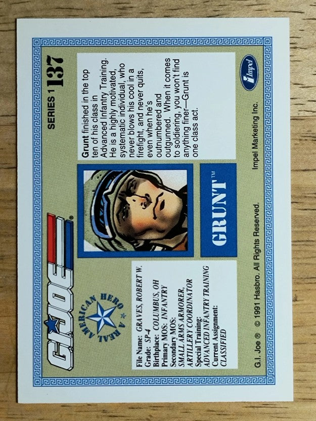 1991 Impel G.I. Joe #137 Grunt
