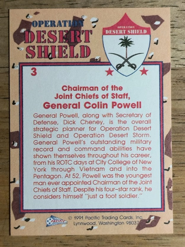 1991 Pacific Operation Desert Shield #3 General Colin Powell