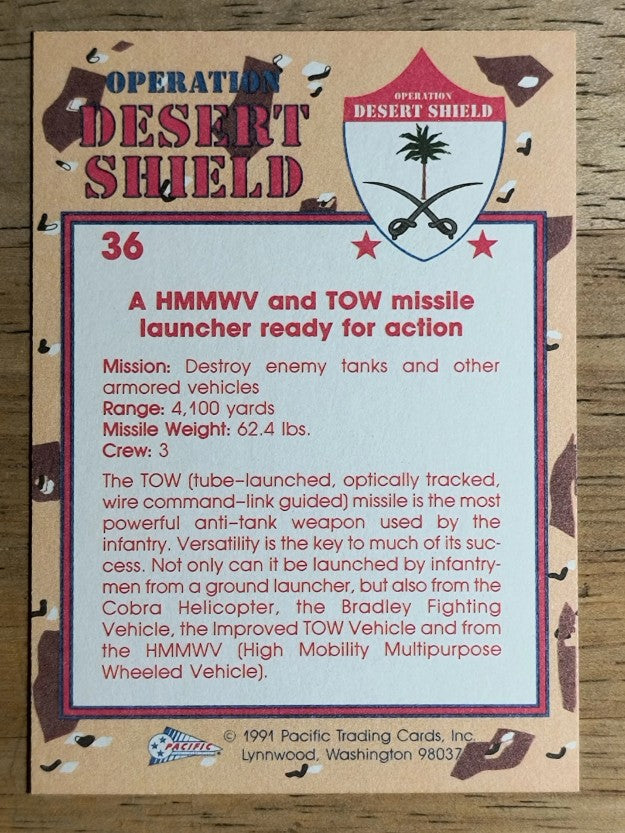 1991 Pacific Operation Desert Shield #36 HMMWV with TOW Missile Launcher