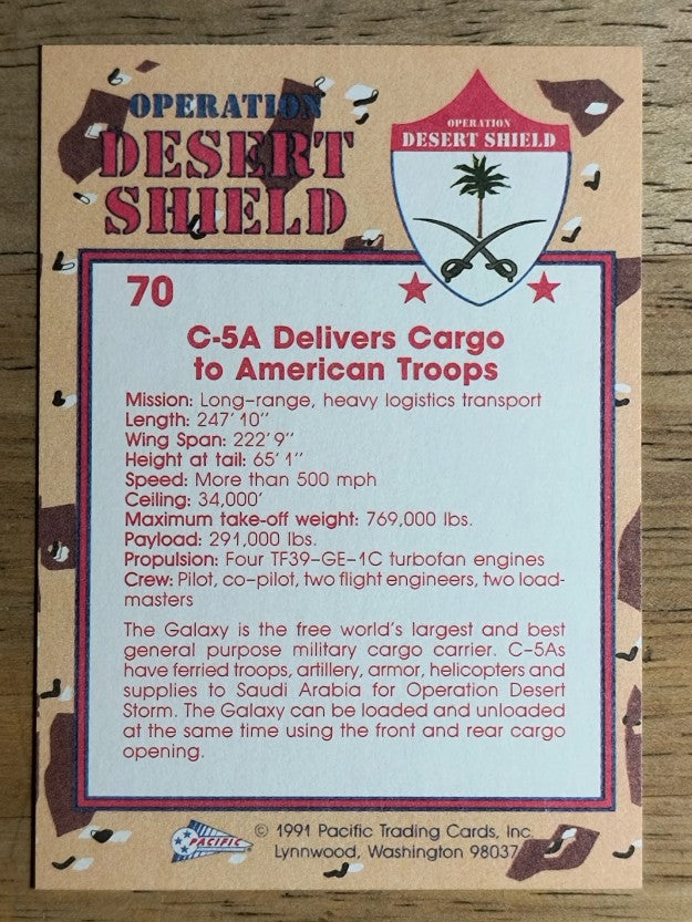 1991 Pacific Operation Desert Shield #70 C-5A Galaxy