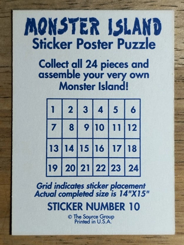 1991 Monster in My Pocket Monster Island Stickers #10 Puzzle row 2, column 4