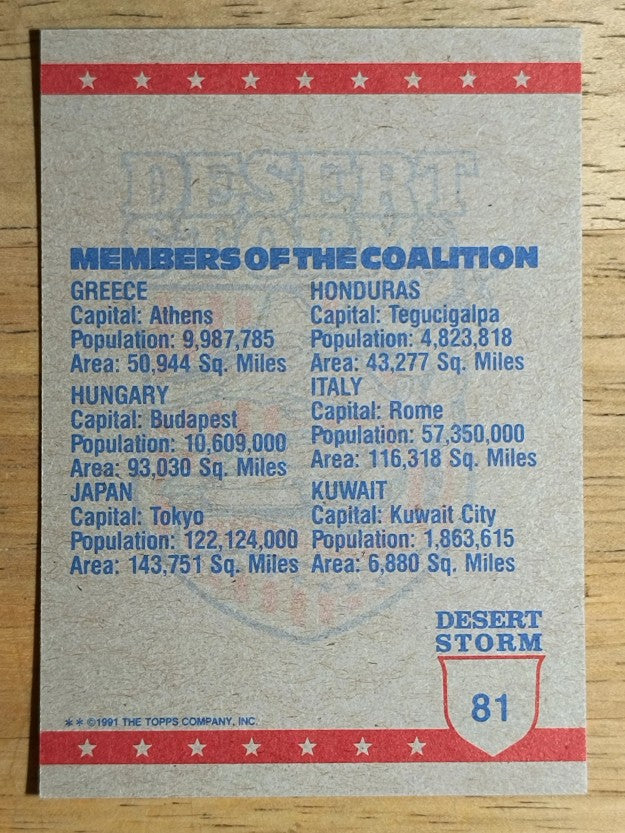 1991 Topps Desert Storm #81 The View from Above
