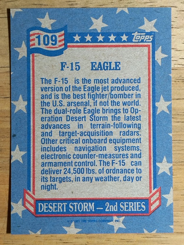 1991 Topps Desert Storm #109 F-15 Eagle