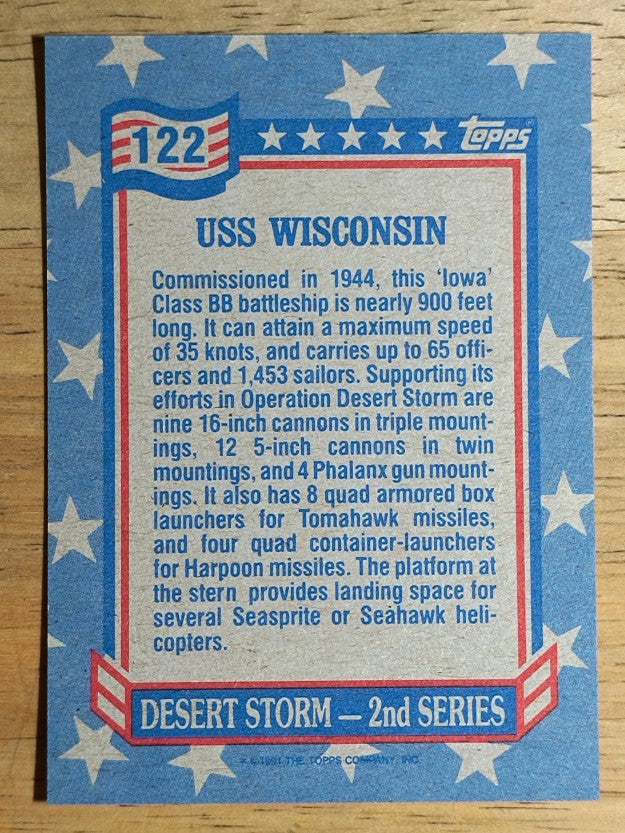 1991 Topps Desert Storm #122 USS Wisconsin
