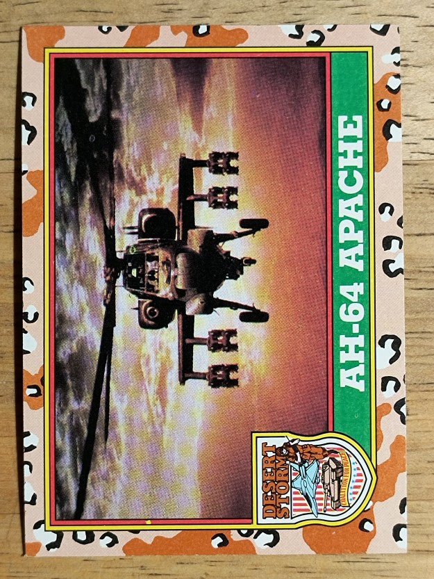1991 Topps Desert Storm Brown Logo #11 AH-64 Apache