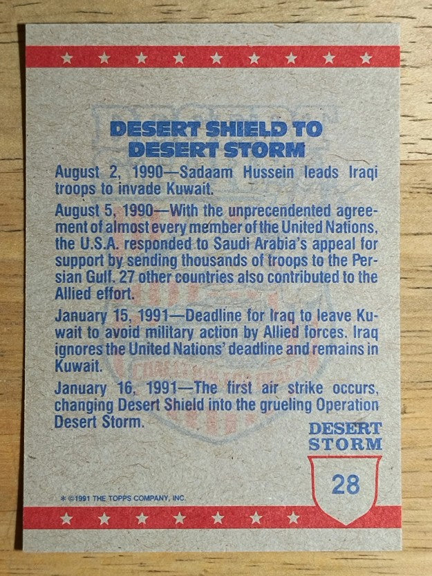 1991 Topps Desert Storm Brown Logo #28 Taking Off in an F-18
