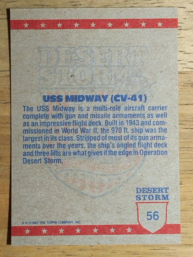 1991 Topps Desert Storm Brown Logo #56 USS Midway