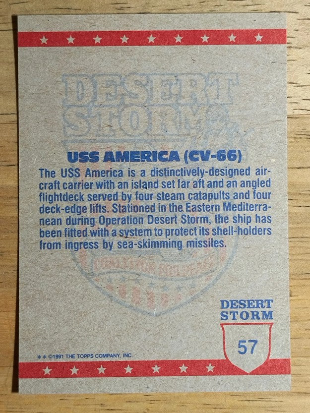 1991 Topps Desert Storm Brown Logo #57 USS America