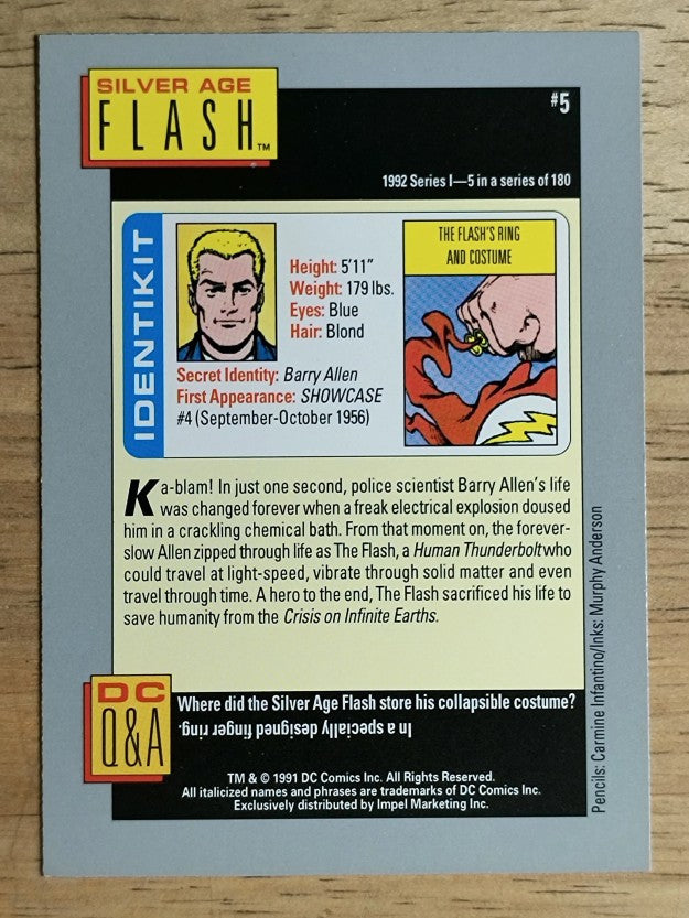 1992 Impel DC Comics Cosmic #5 The Flash's Ring and Costume