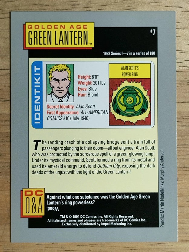 1992 Impel DC Comics Cosmic #7 Alan Scott's Power Ring