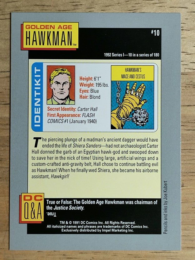 1992 Impel DC Comics Cosmic #10 Hawkman's Mace and Cestus