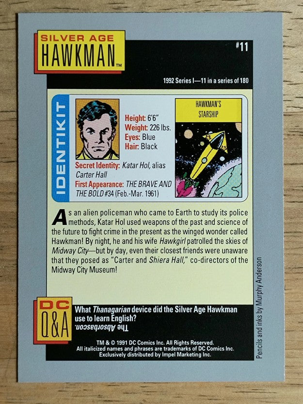 1992 Impel DC Comics Cosmic #11 Hawkman's Starship