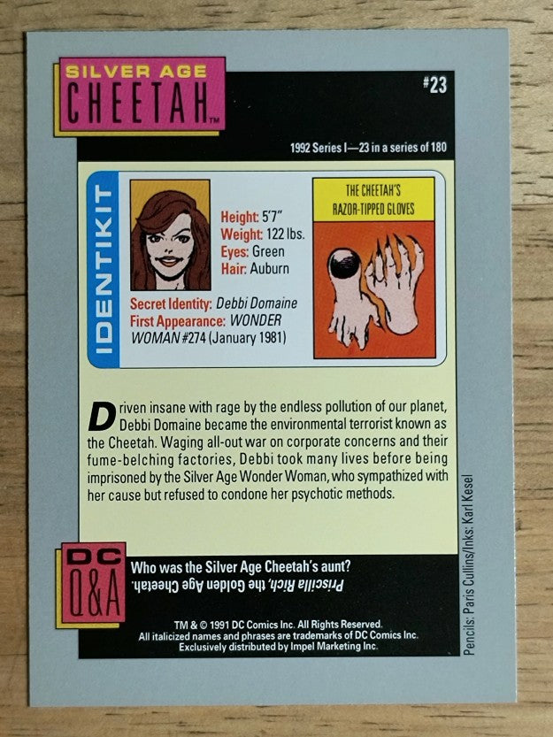 1992 Impel DC Comics Cosmic #23 The Cheetah's Razor-Tipped Gloves
