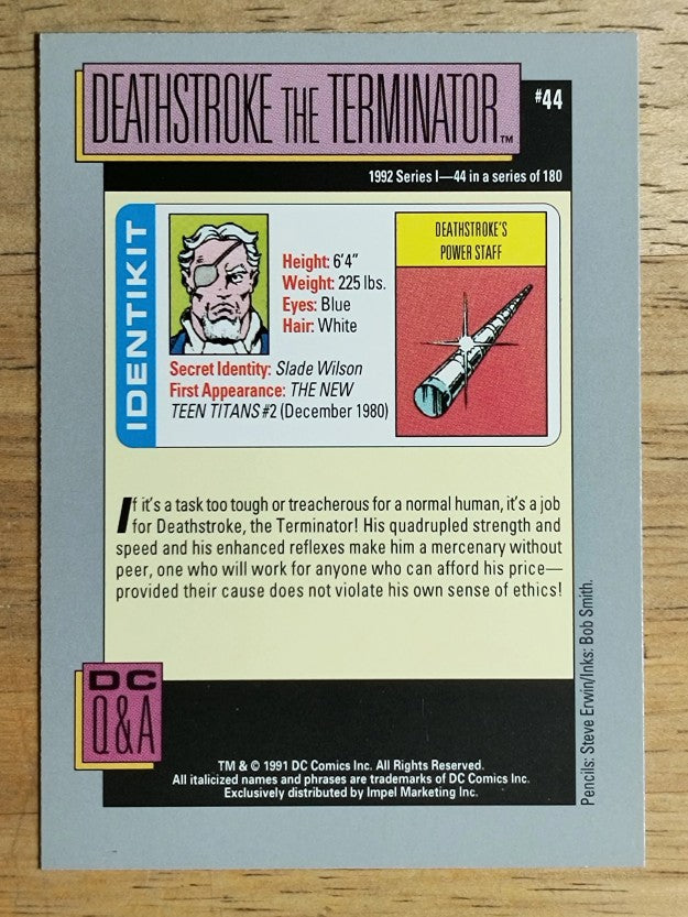 1992 Impel DC Comics Cosmic #44 Deathstroke's Power Staff