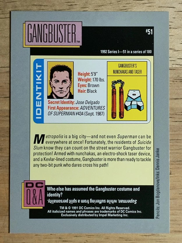 1992 Impel DC Comics Cosmic #51 Gangbuster's Nunchaks and Taser