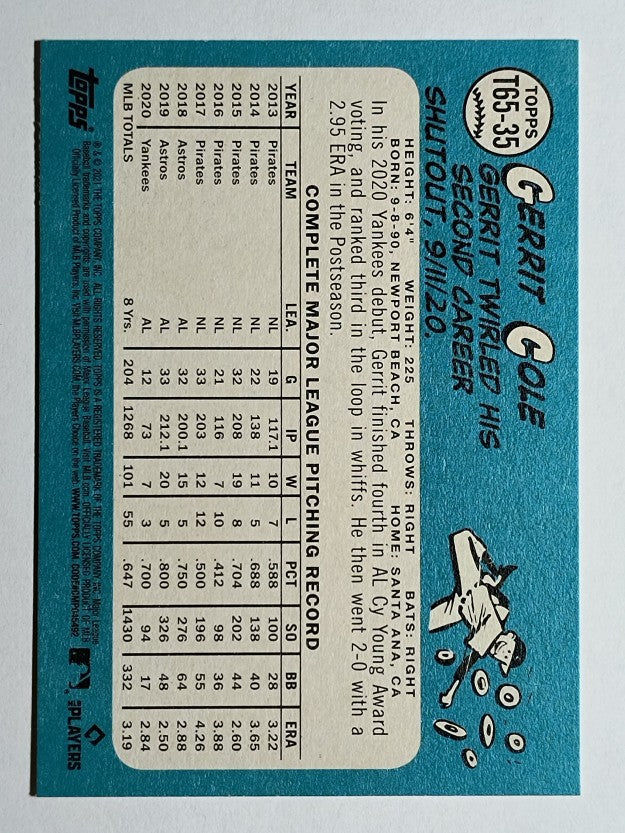 2021 Topps '65 Topps Redux #T6535 Gerrit Cole