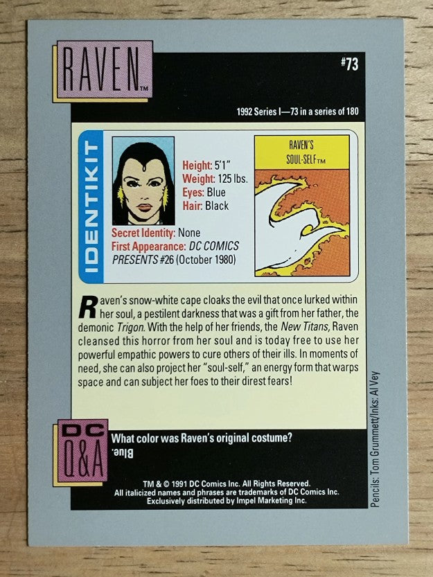 1992 Impel DC Comics Cosmic #73 Raven's Soul-Self